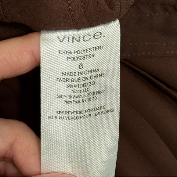 Vince Brown Pleated Culotte Wide Leg V Neck Jumpsuit in Black Walnut Size 6 - Picture 8 of 11